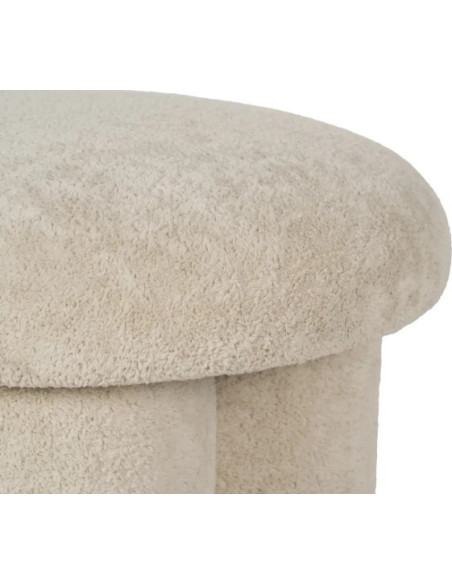 Pouf en Tissu Beige Rond 41 cm