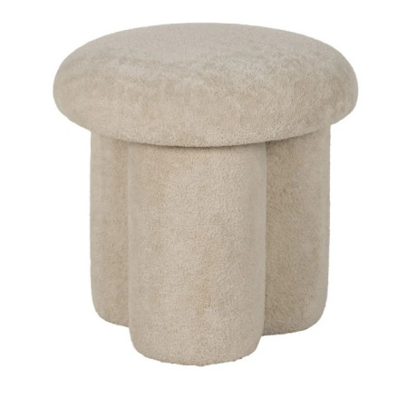 Pouf en Tissu Beige Rond 41 cm
