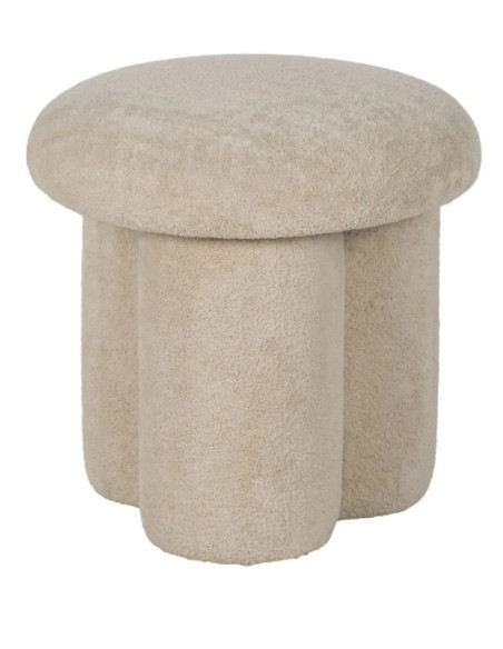 Pouf en Tissu Beige Rond 41 cm