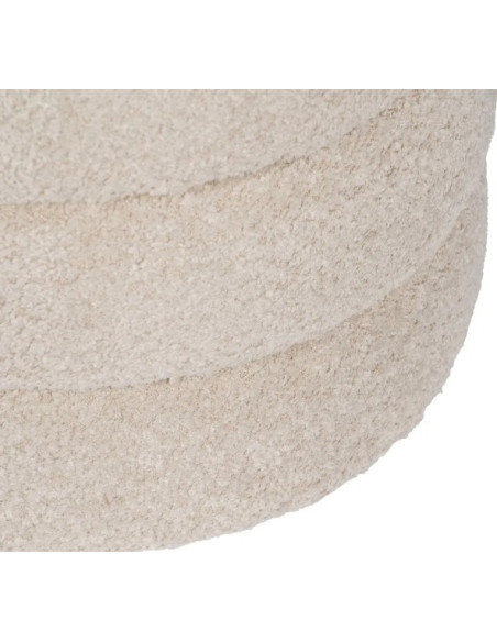 Pouf Rond en Tissu Beige 42 cm