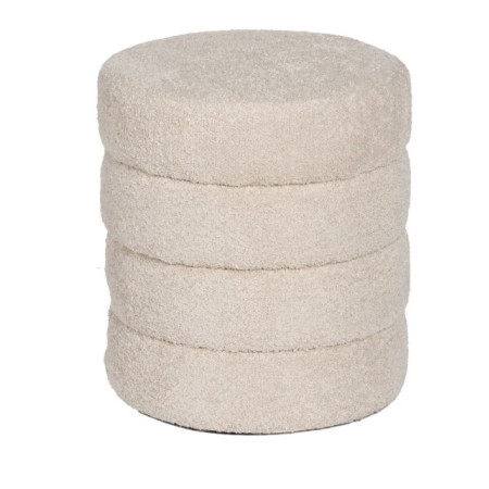 Pouf Rond en Tissu Beige 42 cm