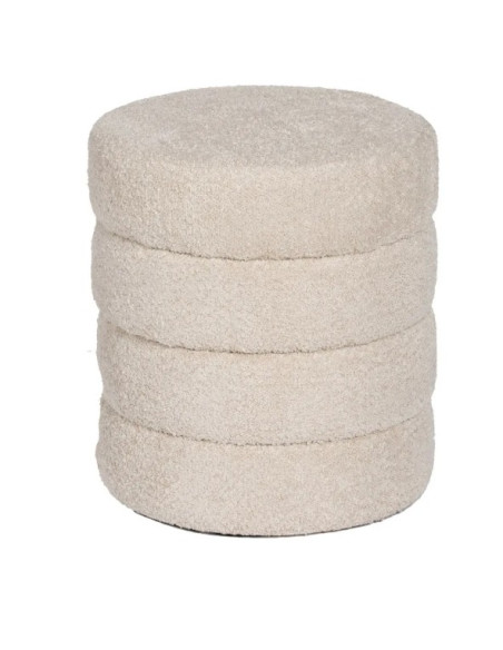 Pouf Rond en Tissu Beige 42 cm