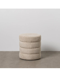 Pouf Rond en Tissu Beige 42 cm