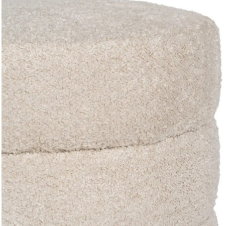 Pouf Rond en Tissu Beige 42 cm
