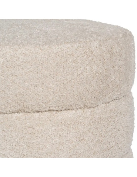 Pouf Rond en Tissu Beige 42 cm