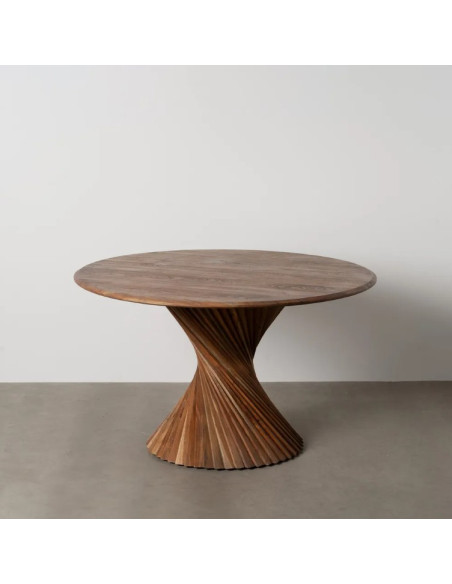 Table à manger ronde en bois d'acacia 130 cm – Piètement sculptural | Maison d'un Rêve