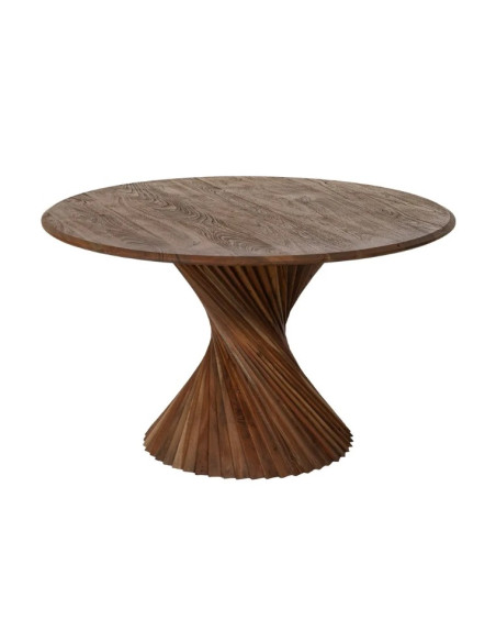 Table à manger ronde en bois d'acacia 130 cm – Piètement sculptural | Maison d'un Rêve