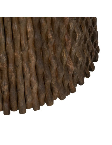 Table basse ronde en marbre et bois de manguier "Ananas" – Design sculptural | Maison d'un Rêve