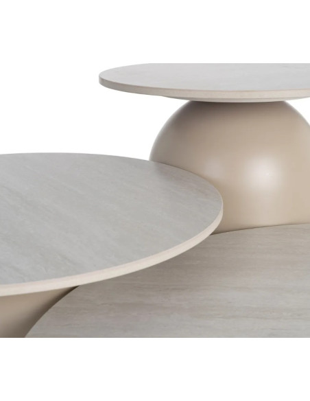Ensemble de 3 tables basses en pierre frittée – Beige ou noir