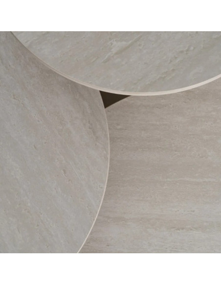 Ensemble de 3 tables basses en pierre frittée – Beige ou noir