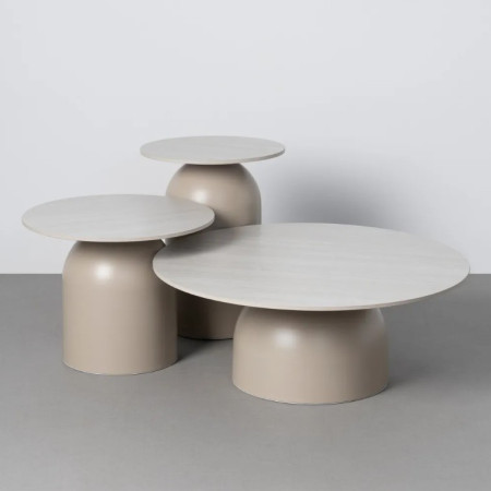 Ensemble de 3 tables basses en pierre...