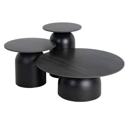 Ensemble de 3 tables basses en pierre...
