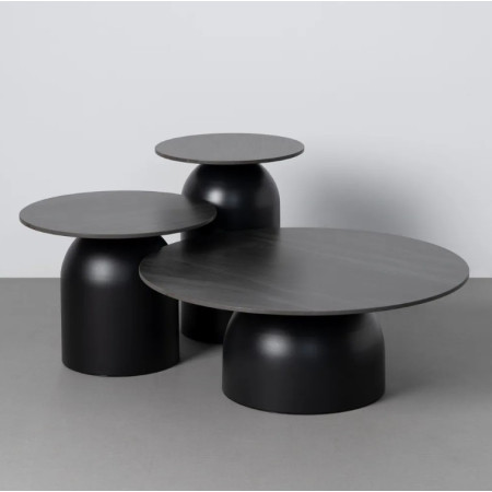 Ensemble de 3 tables basses en pierre...