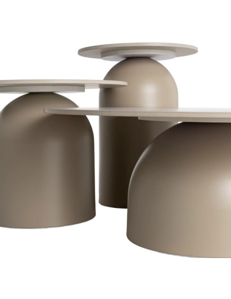 Ensemble de 3 tables basses en pierre frittée – Beige ou noir