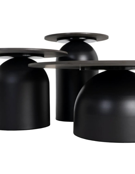 Ensemble de 3 tables basses en pierre frittée – Beige ou noir
