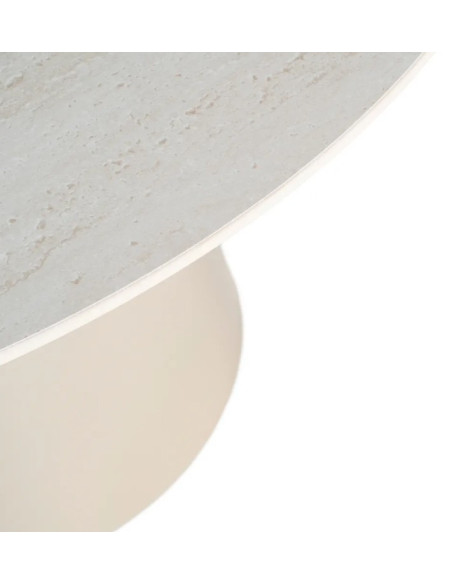 Table à manger ronde en pierre frittée – Beige ou noir