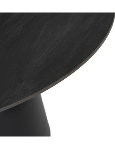 Table à manger ronde en pierre frittée – Beige ou noir