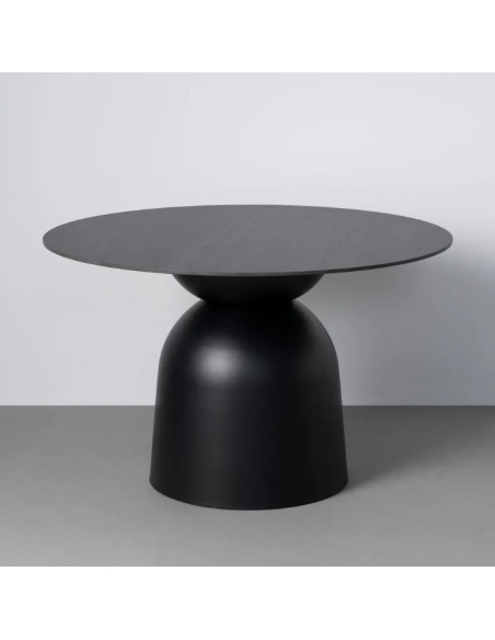 Table à manger ronde en pierre frittée – Beige ou noir