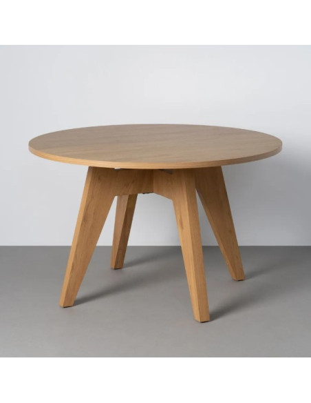 Table à manger ronde effet bois – 120 cm