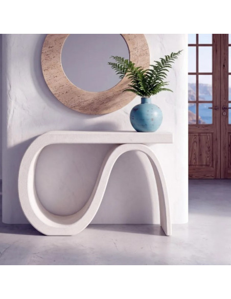 Console design blanche aux formes organiques 115 cm