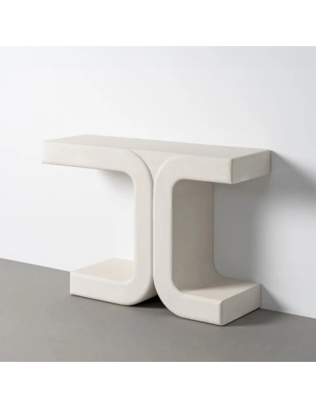 Console design blanche aux formes arrondies – 120 cm