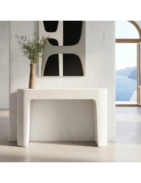 Console design blanche aux formes arrondies – 120 cm