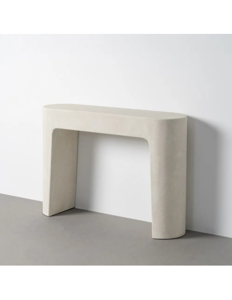 Console design blanche aux formes arrondies – 120 cm