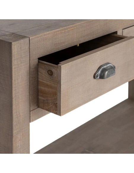 Console en bois naturel 3 tiroirs COTTAGE – 135 cm