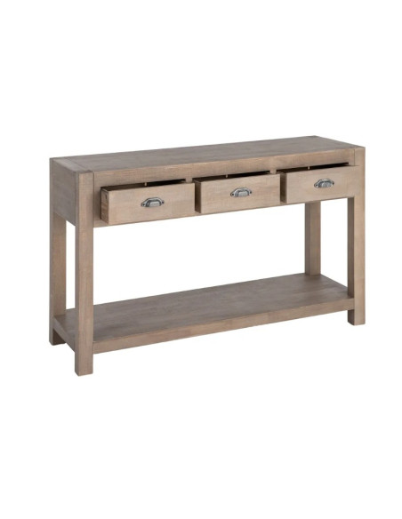 Console en bois naturel 3 tiroirs COTTAGE – 135 cm