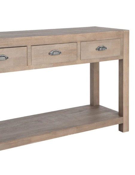 Console en bois naturel 3 tiroirs COTTAGE – 135 cm