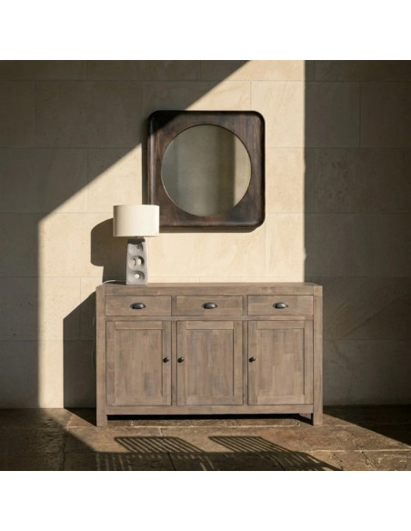 Buffet en bois de pin naturel 3 portes COTTAGE – 140 cm