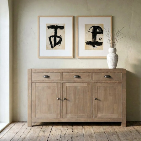 Buffet en bois de pin naturel 3...