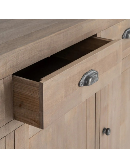 Buffet en bois de pin naturel 3 portes COTTAGE – 140 cm