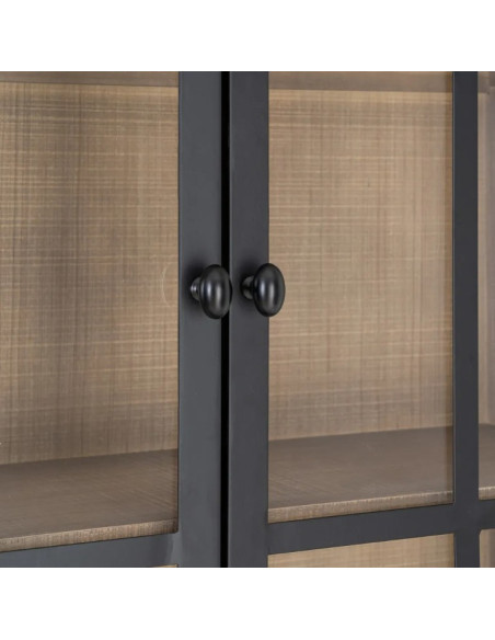 Vitrine en bois de pin naturel et noir COTTAGE – 198 cm