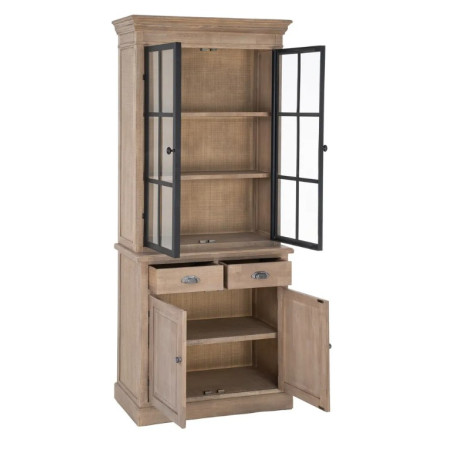 Vitrine en bois de pin naturel et...