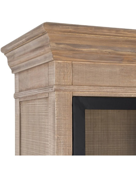 Vitrine en bois de pin naturel et noir COTTAGE – 198 cm