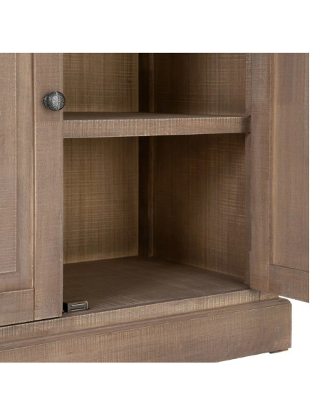 Vitrine en bois de pin naturel et noir COTTAGE – 198 cm