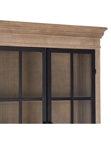 Vitrine en bois de pin naturel et noir COTTAGE – 198 cm