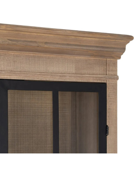 Vitrine en bois de pin naturel et noir COTTAGE – 198 cm