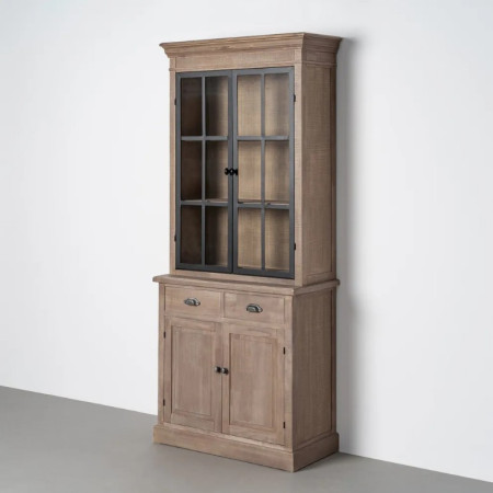 Vitrine en bois de pin naturel et...