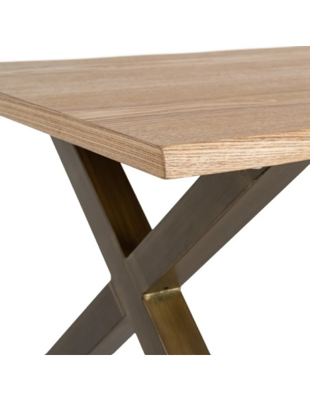 Table basse rectangulaire effet bois et métal – 110 cm