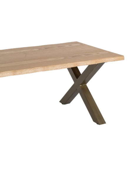 Table basse rectangulaire effet bois et métal – 110 cm