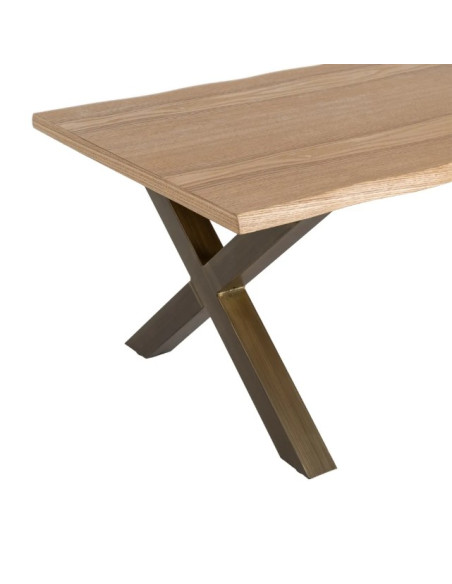 Table basse rectangulaire effet bois et métal – 110 cm