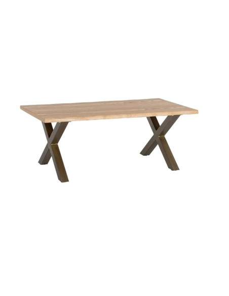 Table basse rectangulaire effet bois et métal – 110 cm