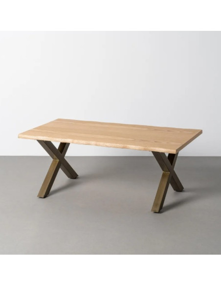 Table basse rectangulaire effet bois et métal – 110 cm