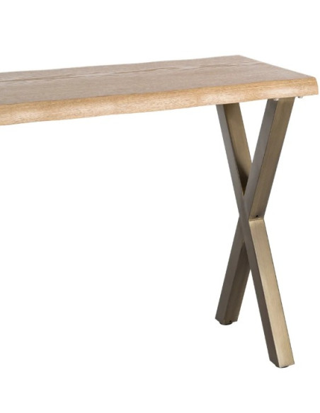Console bois et métal 110 cm – Piètement croisé