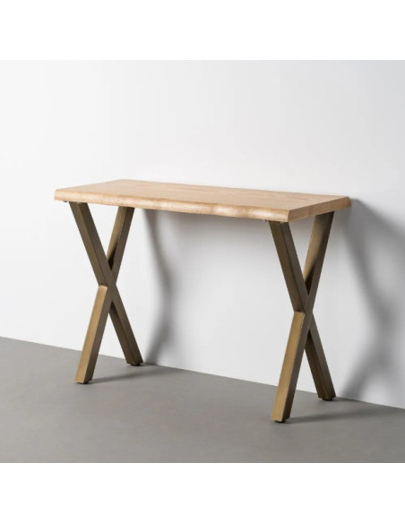 Console bois et métal 110 cm – Piètement croisé