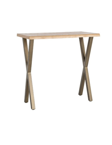 Table haute bois et métal 110 cm – Piètement croisé