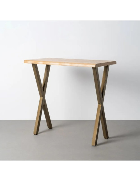 Table haute bois et métal 110 cm – Piètement croisé