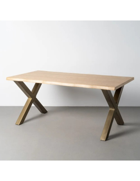 Table à manger bois et métal 180 cm – Piètement croisé